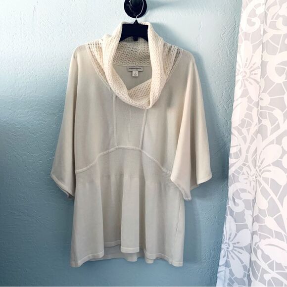 Christopher & Banks Cream Cowl Neck Tunic Sweater Size Large - Picture 1 of 10